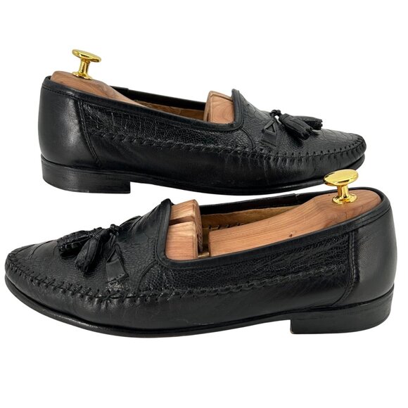 Vintage Zelli Men\'s Size 9M Black Exotic Ostrich Leg Leather Dress Shoes Loafers main image 11
